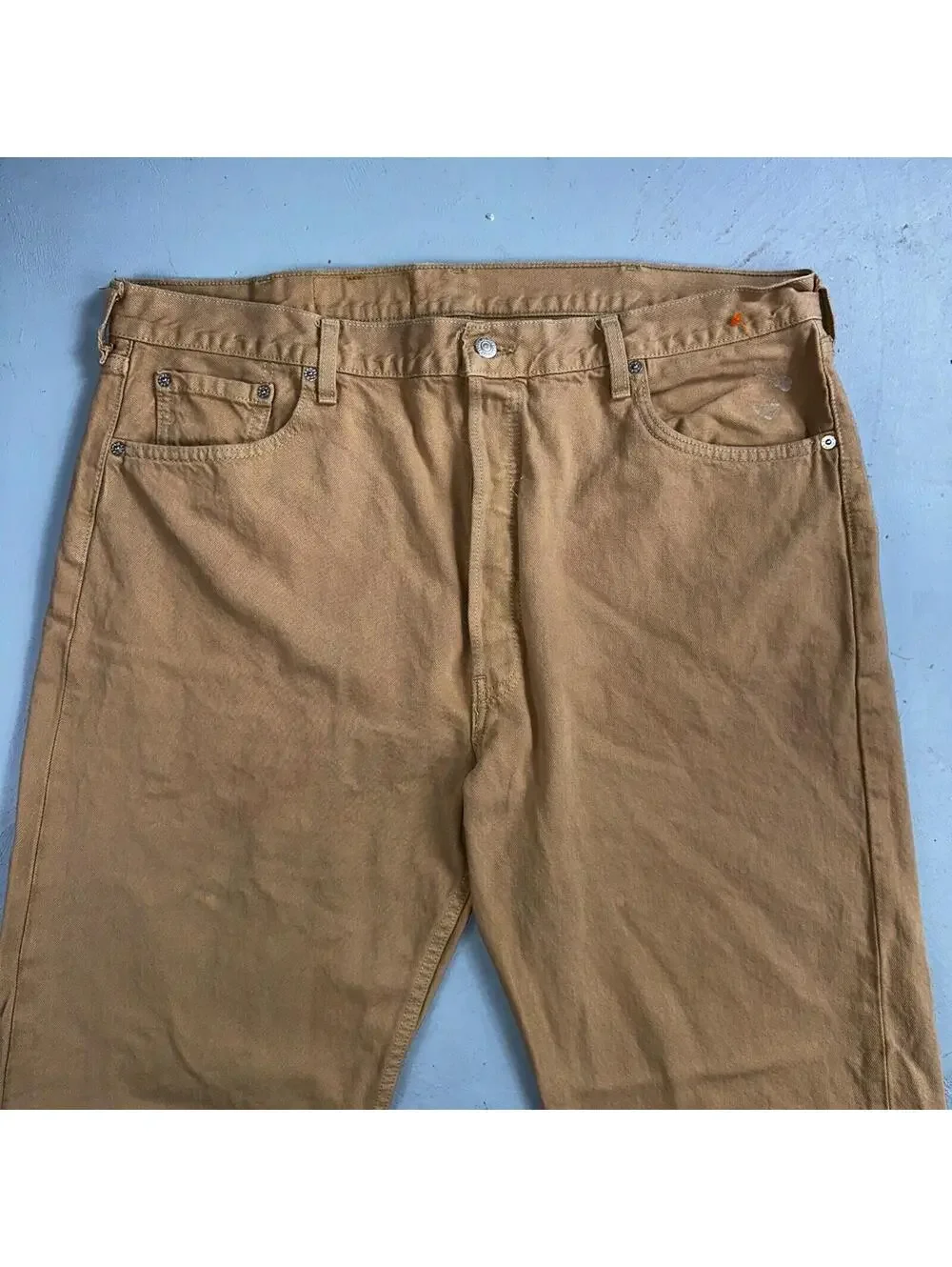 Levis 501 Vintage 90s USA XX Straight Leg Jeans Khaki Brown Wash 42x32 Act 40x32